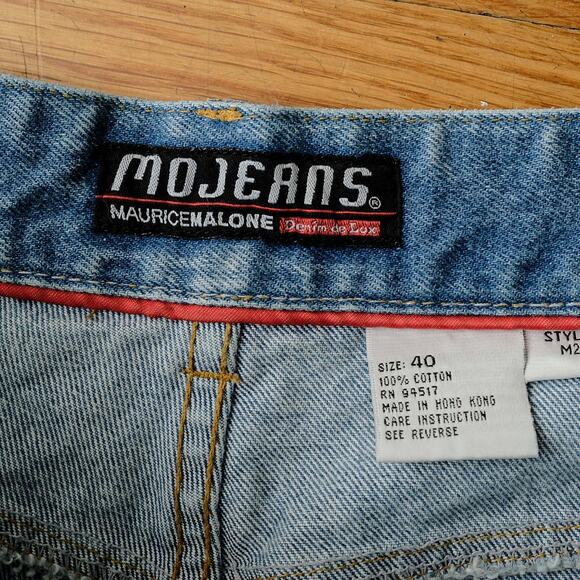 Y2K MOJEANS Baggy Carpenter Denim Shorts Light Wash Blue Size 40 Hip-Hop Skater - Picture 5 of 15